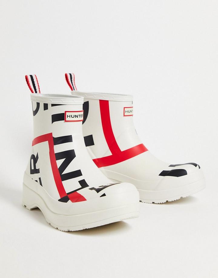 Hunter Originals Play Wellington Boots In Exploded White Print