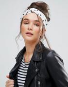 Pia Rossini Polka Dot Tie Oblong Headband - White