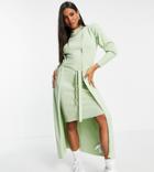 Missguided Maxi Cardigan With Belt In Sage - Part Of A Set-green