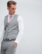 Burton Menswear Wedding Suit Vest In Gray Stone Check - Gray
