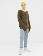 Brave Soul Cable Twist Contrast Sweater - Yellow