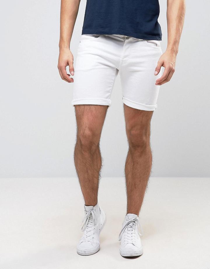 Pepe Cane Slim Fit Denim Short White Wash - White