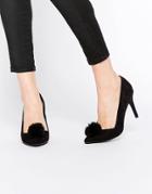 New Look Wide Fit Pom Pom Point Heeled Shoe - Black