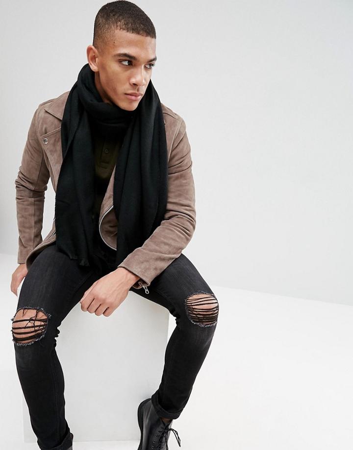 Stradivarius Scarf In Black - Black
