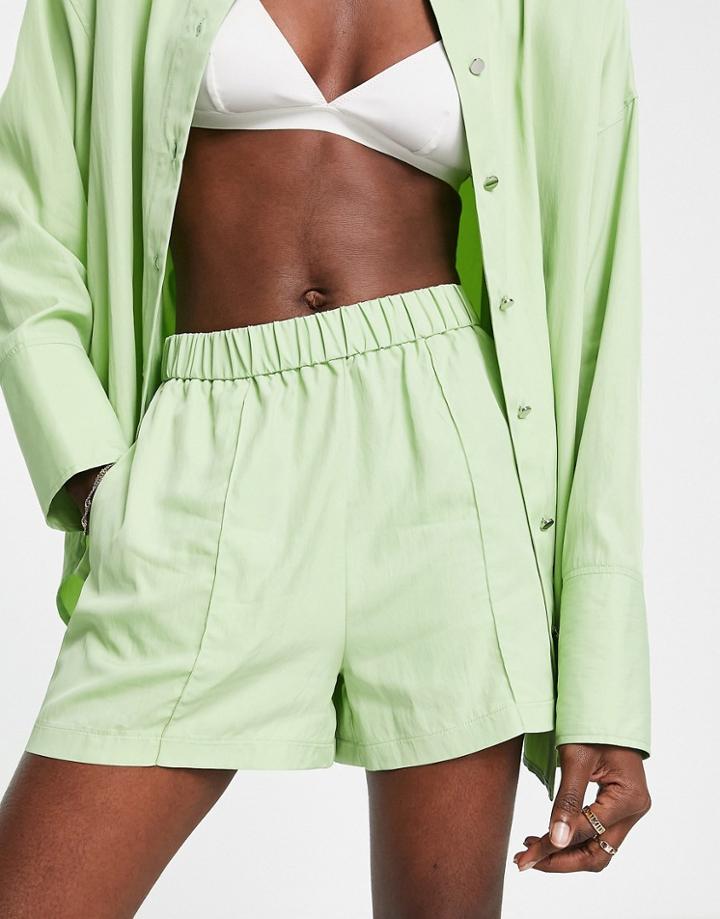 Topshop Tech Shorts In Green - Part Of A Set