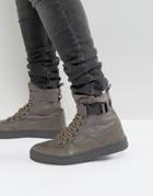 Asos High Top Sneaker Boots In Gray With Straps - Gray