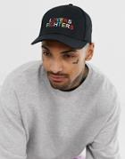 Asos Design Baseball Cap In Black With Lovers Fighters Embroidery - Black