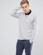 Hollister Long Sleeve Pique Polo Contrast Collar Seagull Logo In Gray - Gray