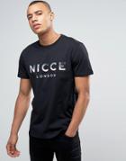 Nicce London T-shirt In Black With Pink Camo Fade Logo - Black