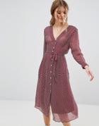 Leon And Harper Rubine Midi Dress In Dot Print - Red