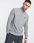 Fred Perry 1/4 Zip Sweatshirt In Gray-grey