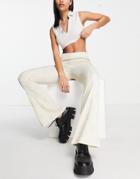Topshop Crinkle Flared Pants In Retro Geometric Print-white