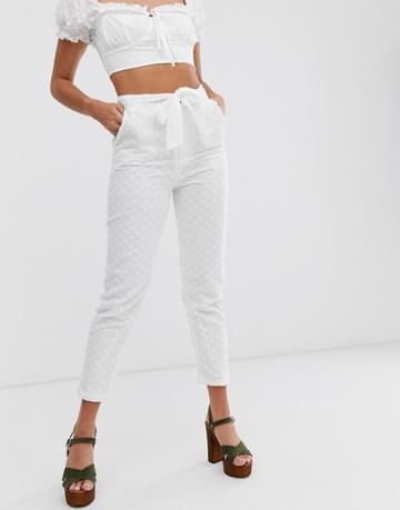 In The Style X Dani Dyer Lace Tailored Pants In White