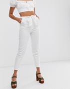 In The Style X Dani Dyer Lace Tailored Pants In White