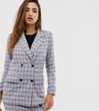 Missguided Two-piece Oversized Blazer In Blue Check - Multi