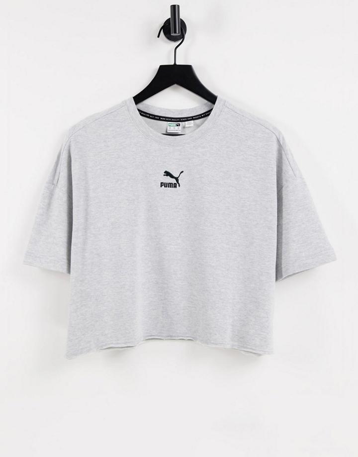 Puma Oversized Crop T-shirt In Gray-grey