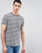 Solid T-shirt In Stripe Texture With Pocket - White