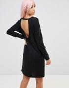 Noisy May Midi Dress With Super Low Back - Black