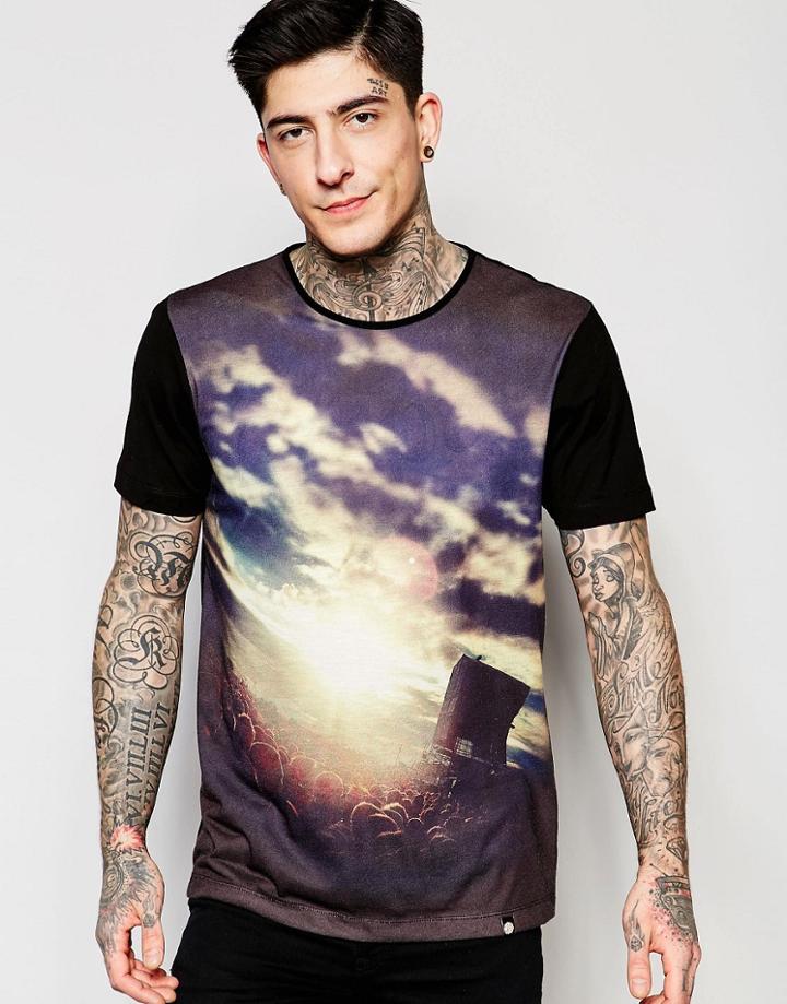 Pretty Green T-shirt With Heaton Park Sunset Print - Black