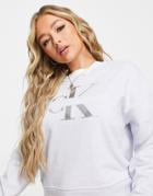 Calvin Klein Jeans Monogram Logo Crew Neck Sweater In Light Blue