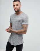 Ascend Muscle Fit T-shirt With Curved Hem In Rib - Gray