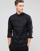 Asos Black Shirt In Regular Fit With Long Sleeves - Black