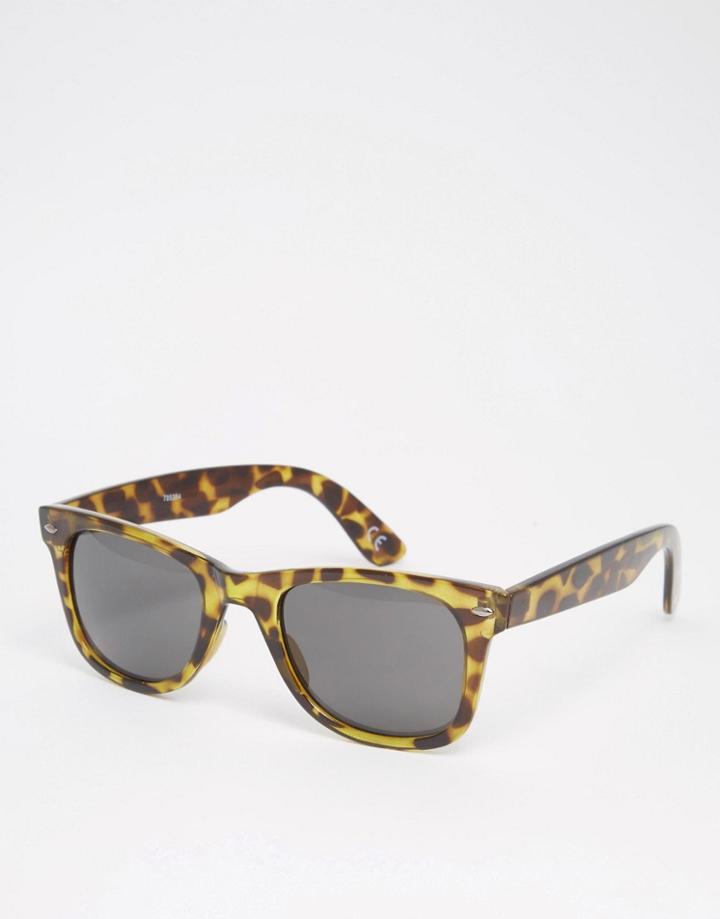 Asos Square Sunglasses In Green Tort - Green Tort