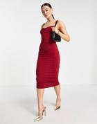 Asos Design Cami Cowl Body-conscious Midi Dress In Dark Cherry-red