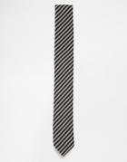 Asos Jersey Tie In Gray Stripe - Gray