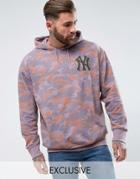 Majestic Oversized Yankees Hoodie In Camo Exclusive To Asos - Pink