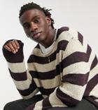 Asos Design Knitted Oversized Stripe Sweater In Textured Yarn-multi