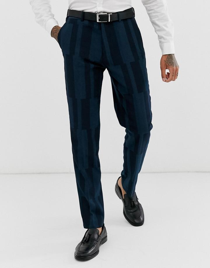 Harry Brown Slim Fit Block Geo Suit Pants - Green