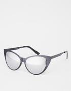 Asos Full Metal Cat Eye Sunglasses With Flash Lens - Black