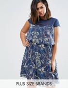 Koko Plus Swing Dress With Frill Detail And Mest Insert - Navy