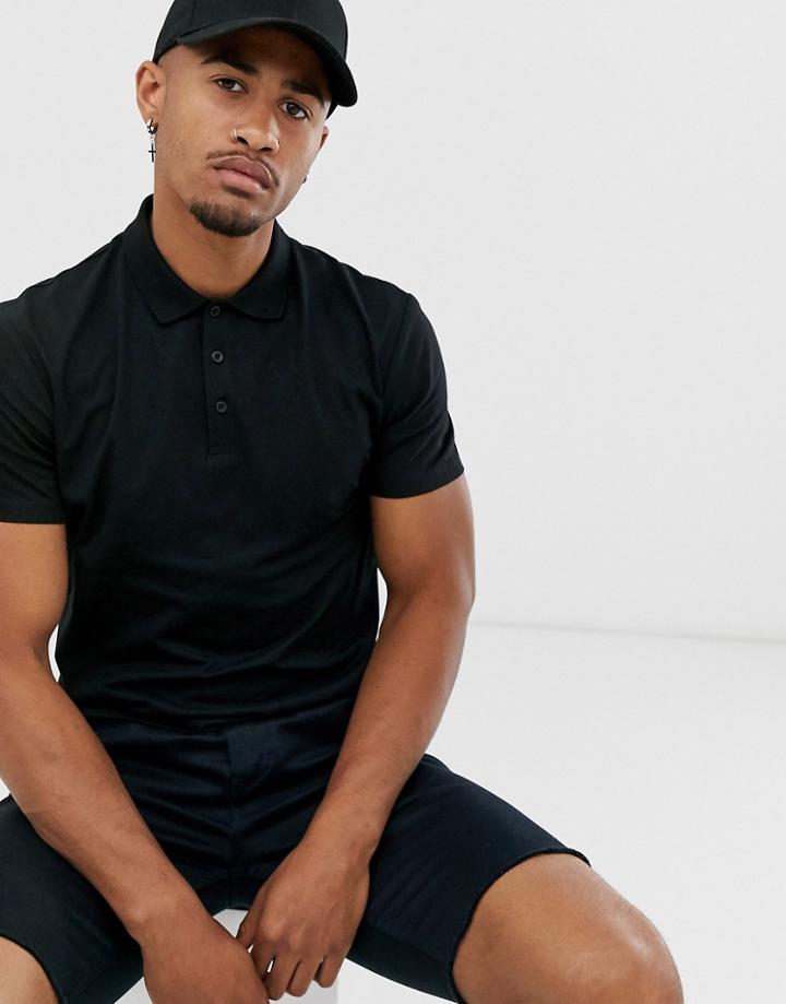 Asos Design Organic Jersey Polo In Black