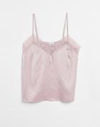 Loungeable Satin Lace Cami Top In Blush Pink