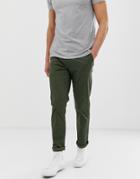 Selected Homme Straight Fit Stretch Chinos In Khaki-green