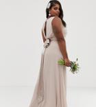 Tfnc Plus Bridesmaid Exclusive Sateen Bow Back Maxi In Pink