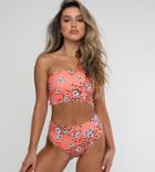 Kulani Kinis High Waist High Leg Bikini Bottom In Red Floral Animal Print-multi