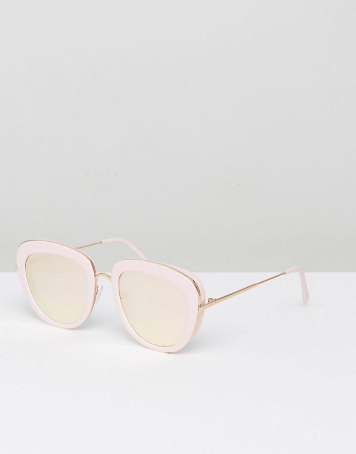 7x Oversized Colored Lens Sunglasses - Beige