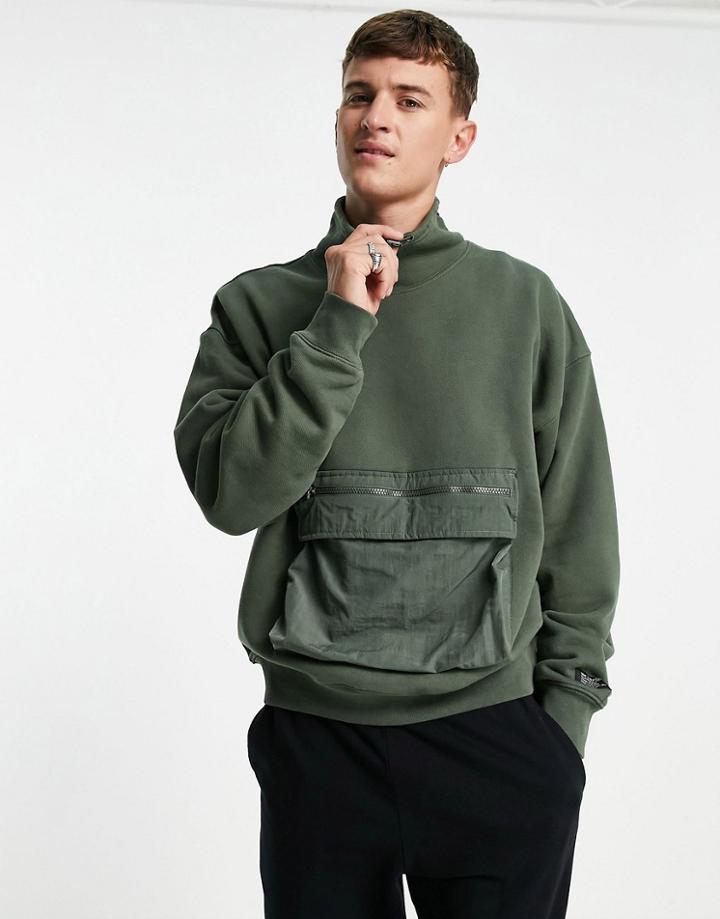 Levi's Cargo Utility Pocket High Neck Sweatshirt In Thyme Green