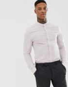 Asos Design Skinny Smart Work Stripe Shirt In Pink - Pink