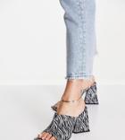 Asos Design Wide Fit Nyla Heeled Mules In Zebra Print-multi