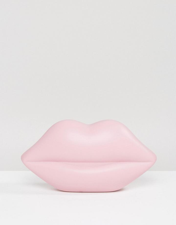 Lulu Guinness Coated Perspex Lips Clutch Bag - Pink