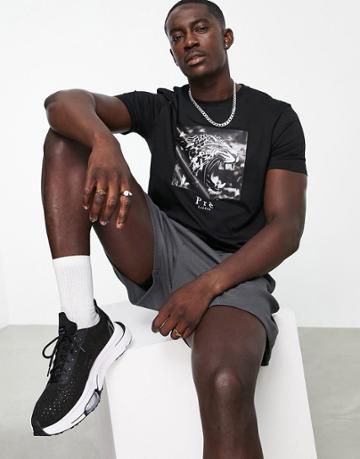 Pre London London Leopard Print T-shirt In Black