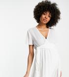 Asos Design Maternity Crinkle Tie Front Beach Cover Up In White