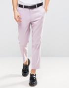 Asos Skinny Cropped Pants In Linen Mix - Purple