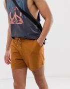 Asos Design Jersey Dark Orange Relaxed Shorts In Shorter Length - Orange
