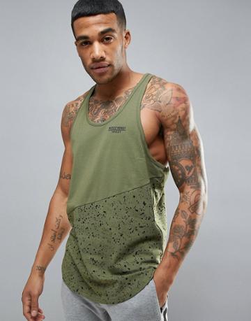 Muscle Monkey Tank In Khaki Muscle Fit - Green