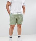 Asos Design Plus Slim Chino Shorts In Sage Green - Green